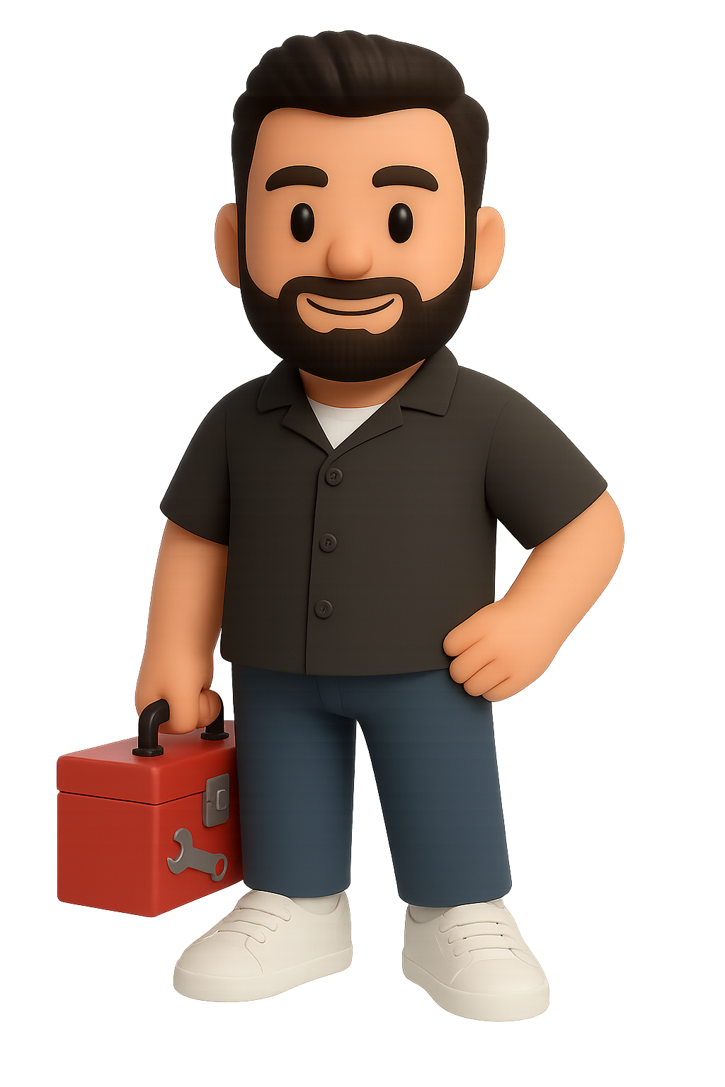 3D-Avatar mit rotem Werkzeugkasten