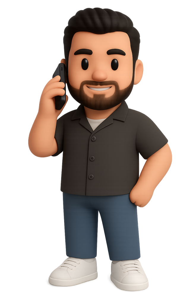 3D-Avatar mit Bart, der telefoniert