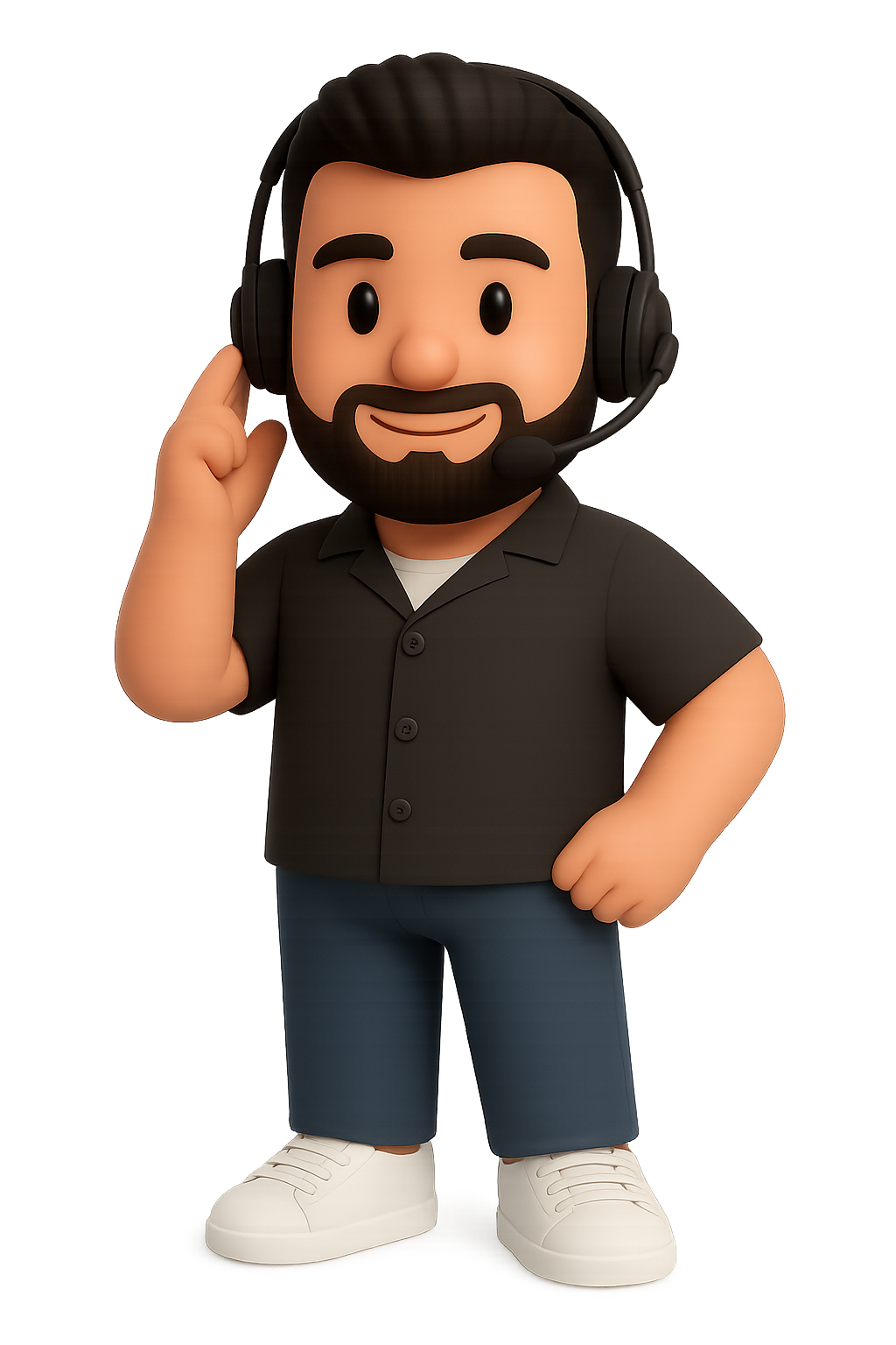 3D-Avatar mit Headset und freundlichem Lächeln