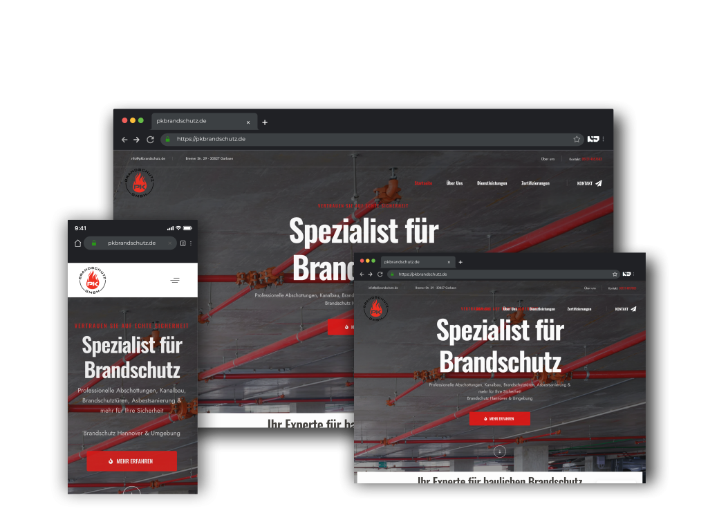 Einer responsiven Website zum Thema Brandschutz