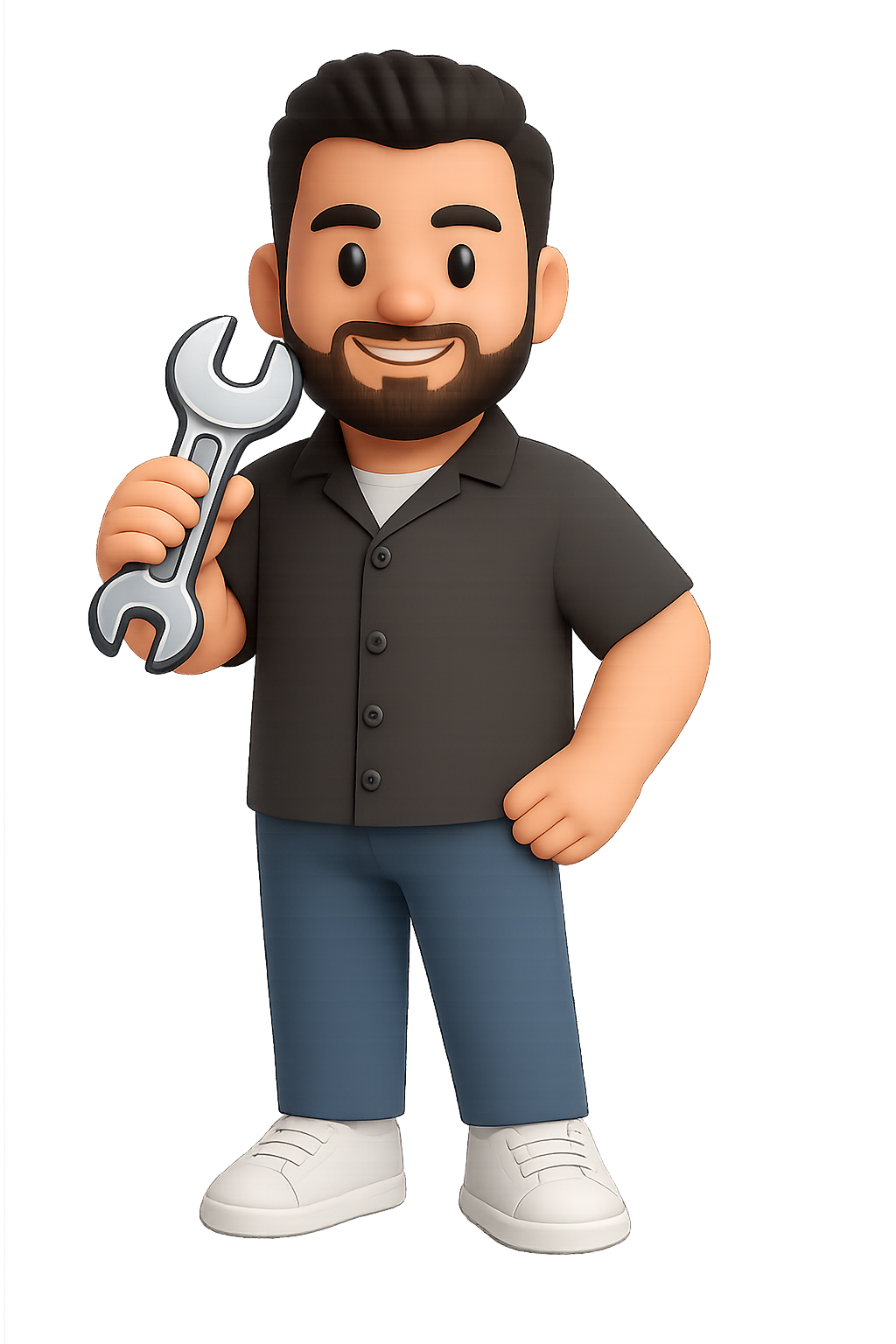 Cartoon-Figur mit Schraubenschlüssel